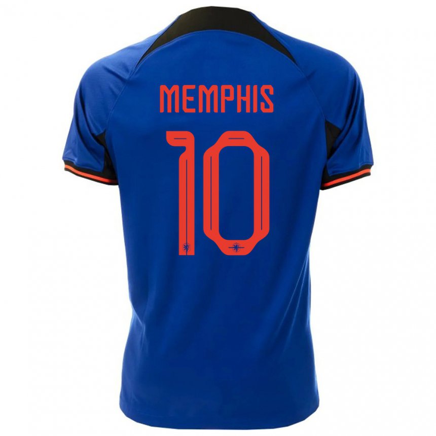 Femme Maillot Pays-bas Memphis Depay #10 Bleu Royal Tenues Extérieur 22-24 T-shirt Suisse