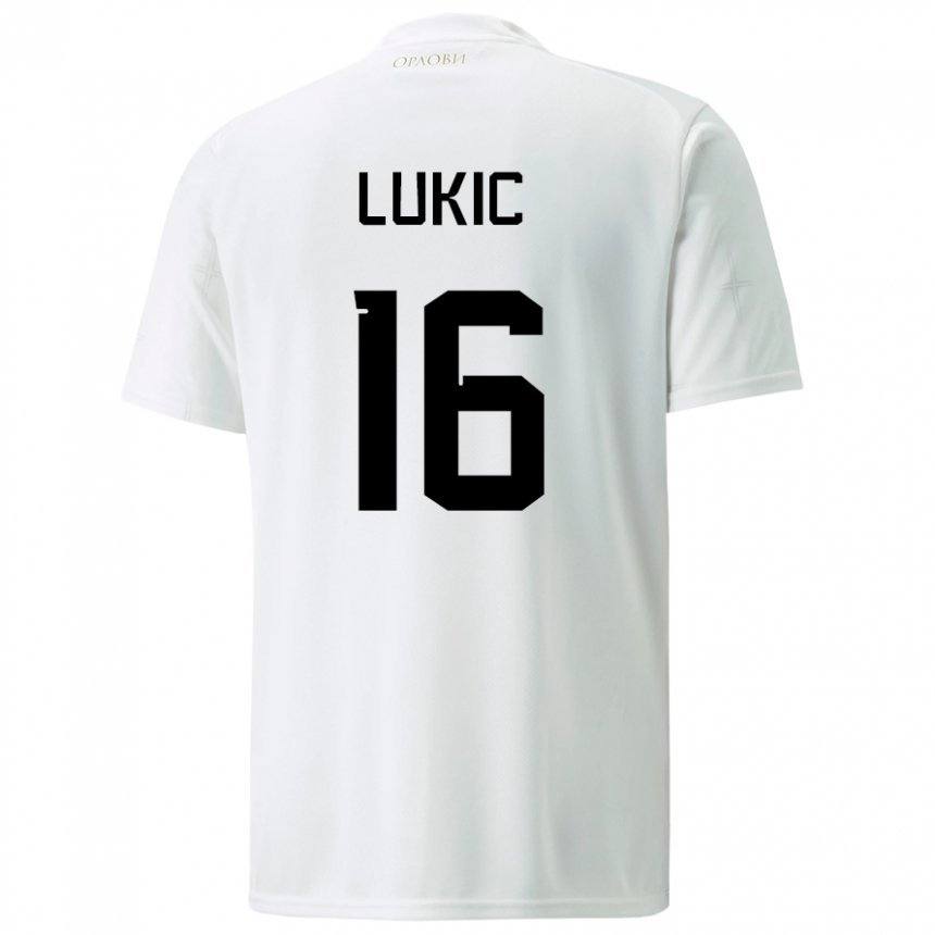 Femme Maillot Serbie Sasa Lukic #16 Blanc Tenues Extérieur 22-24 T-shirt Suisse