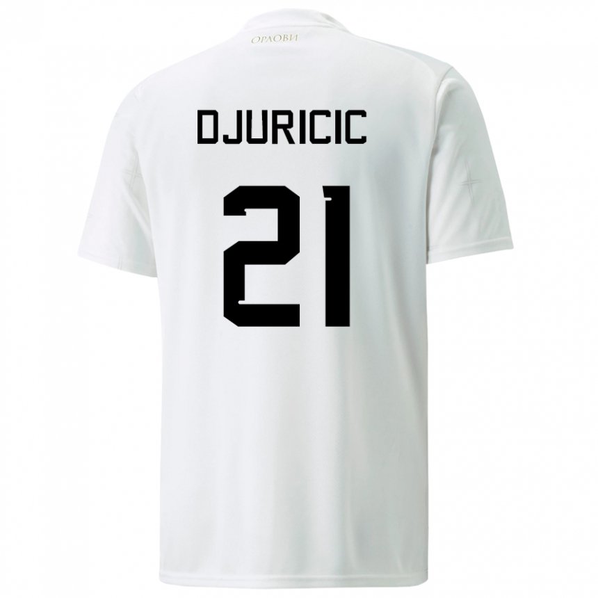 Femme Maillot Serbie Filip Djuricic #21 Blanc Tenues Extérieur 22-24 T-shirt Suisse