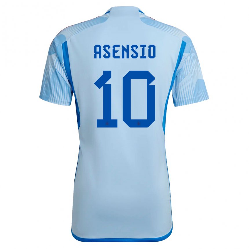 Femme Maillot Espagne Marco Asensio #10 Bleu Ciel Tenues Extérieur 22-24 T-shirt Suisse