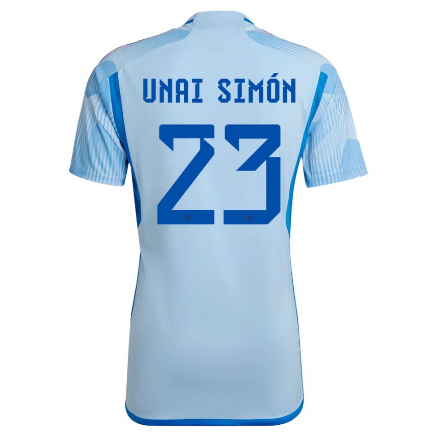 Femme Maillot Espagne Unai Simon #23 Bleu Ciel Tenues Extérieur 22-24 T-shirt Suisse