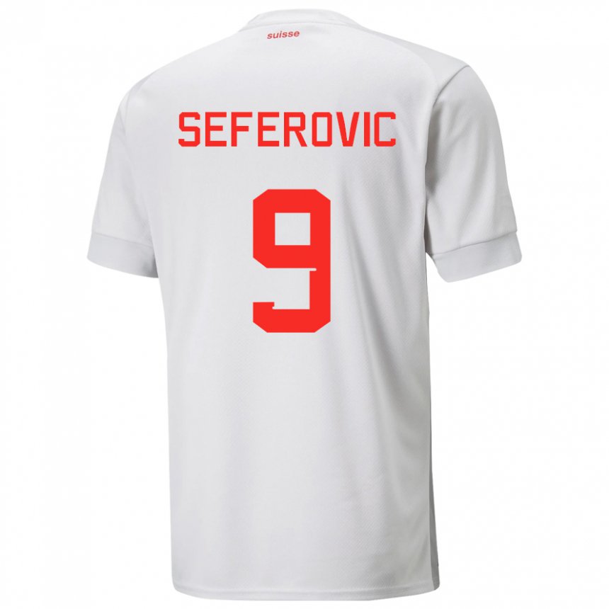 Femme Maillot Suisse Haris Seferovic #9 Blanc Tenues Extérieur 22-24 T-shirt Suisse