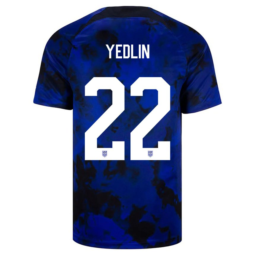 Femme Maillot États-unis Deandre Yedlin #22 Bleu Royal Tenues Extérieur 22-24 T-shirt Suisse