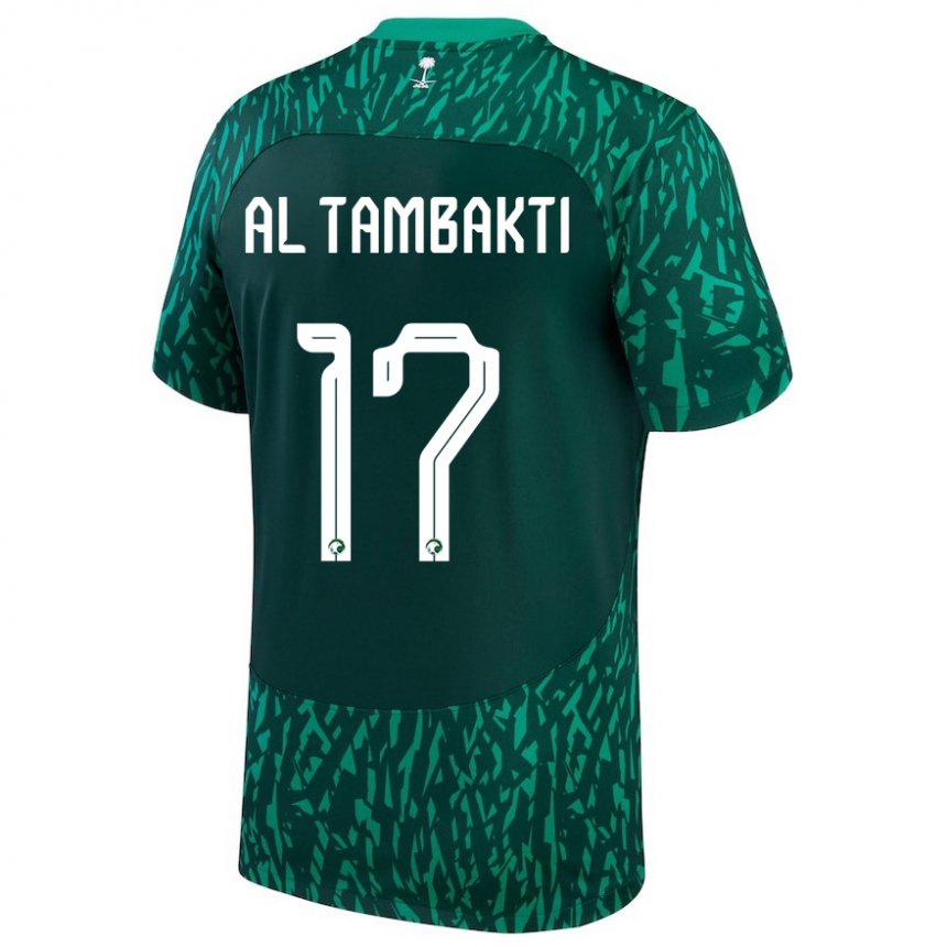 Femme Maillot Arabie Saoudite Hassan Al Tambakti #17 Vert Foncé Tenues Extérieur 22-24 T-shirt Suisse