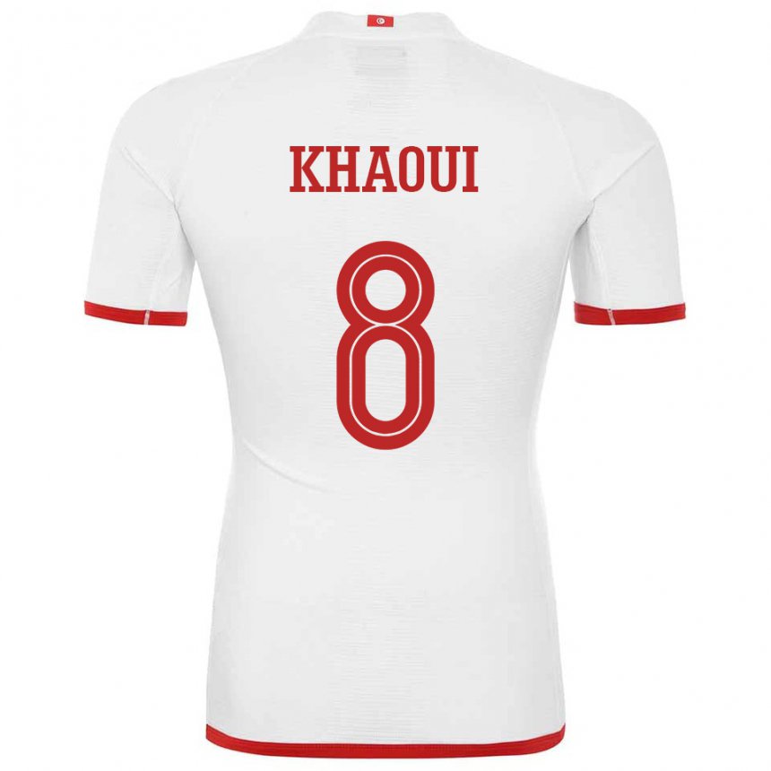 Femme Maillot Tunisie Saif Eddine Khaoui #8 Blanc Tenues Extérieur 22-24 T-shirt Suisse