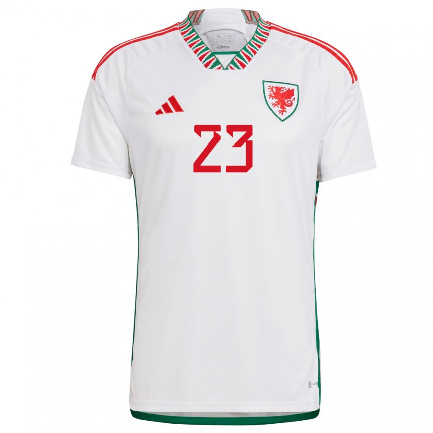 Femme Maillot Pays De Galles Jordan James #23 Blanc Tenues Extérieur 22-24 T-shirt Suisse