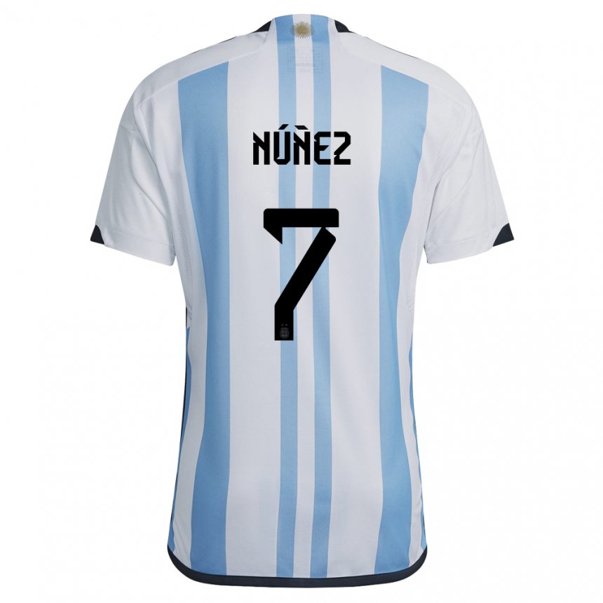 Enfant Maillot Argentine Romina Nunez #7 Blanc Bleu Ciel Tenues Domicile 22-24 T-shirt Suisse