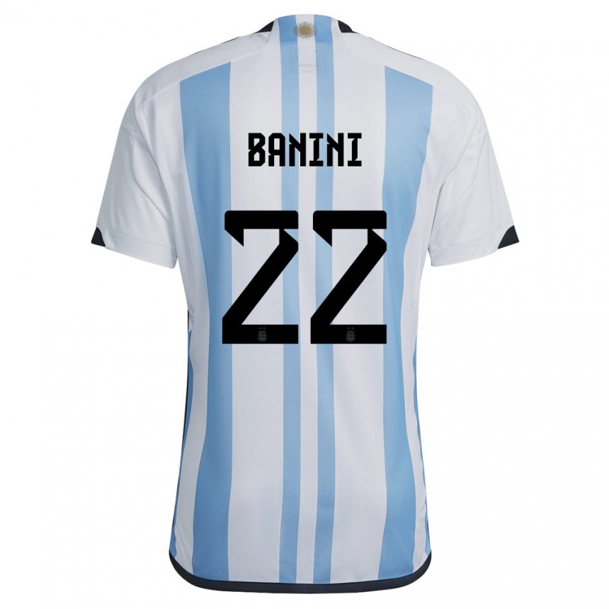 Enfant Maillot Argentine Estefania Banini #22 Blanc Bleu Ciel Tenues Domicile 22-24 T-shirt Suisse