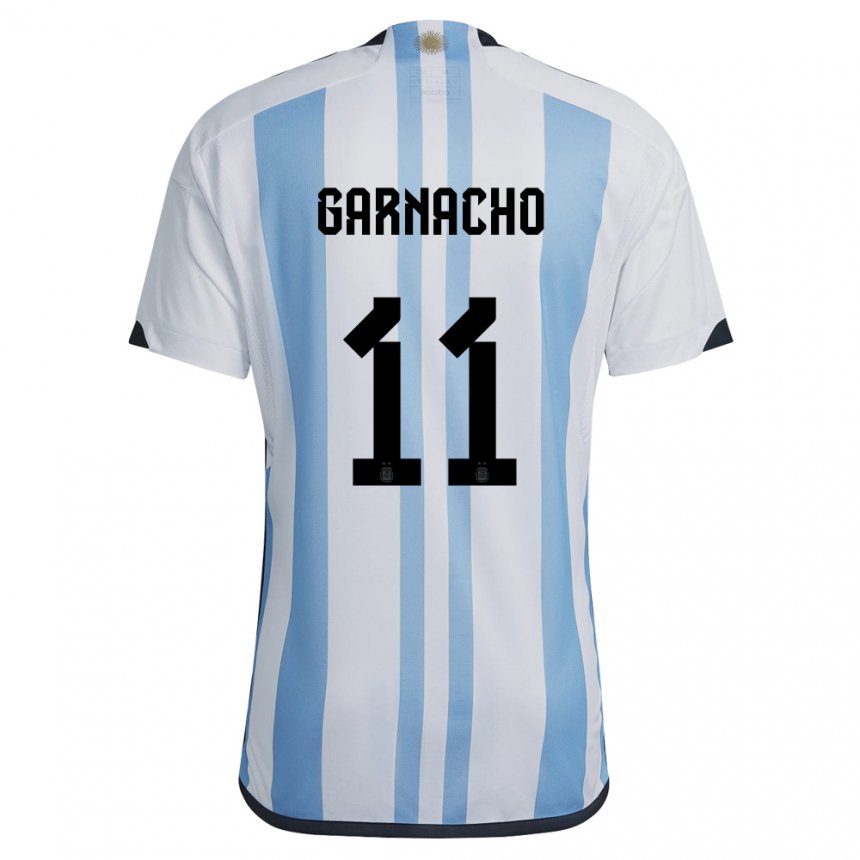 Enfant Maillot Argentine Alejandro Garnacho #11 Blanc Bleu Ciel Tenues Domicile 22-24 T-shirt Suisse
