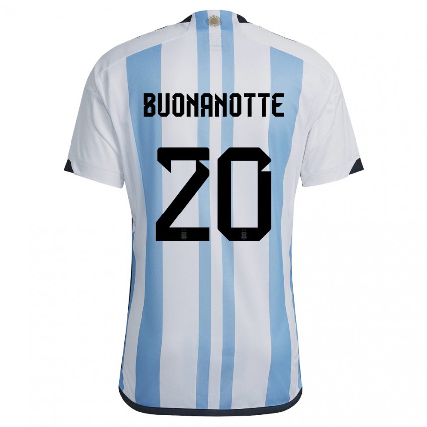 Enfant Maillot Argentine Facundo Buonanotte #20 Blanc Bleu Ciel Tenues Domicile 22-24 T-shirt Suisse