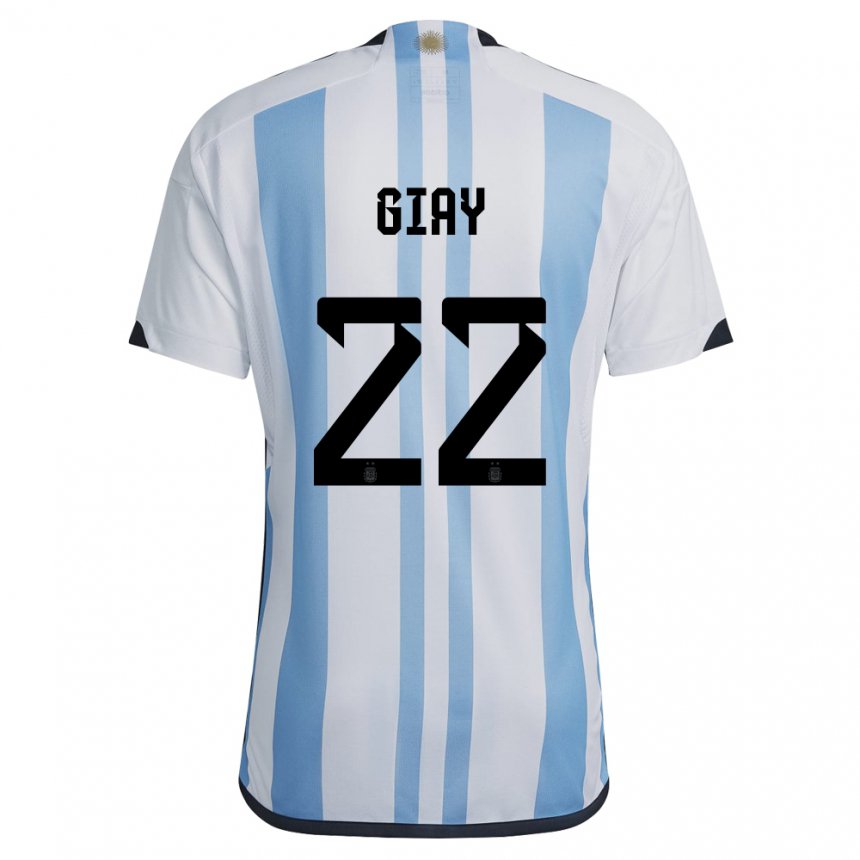 Enfant Maillot Argentine Agustin Giay #22 Blanc Bleu Ciel Tenues Domicile 22-24 T-shirt Suisse
