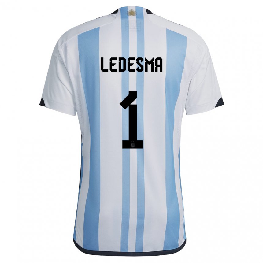 Enfant Maillot Argentine Jeremias Ledesma #1 Blanc Bleu Ciel Tenues Domicile 22-24 T-shirt Suisse