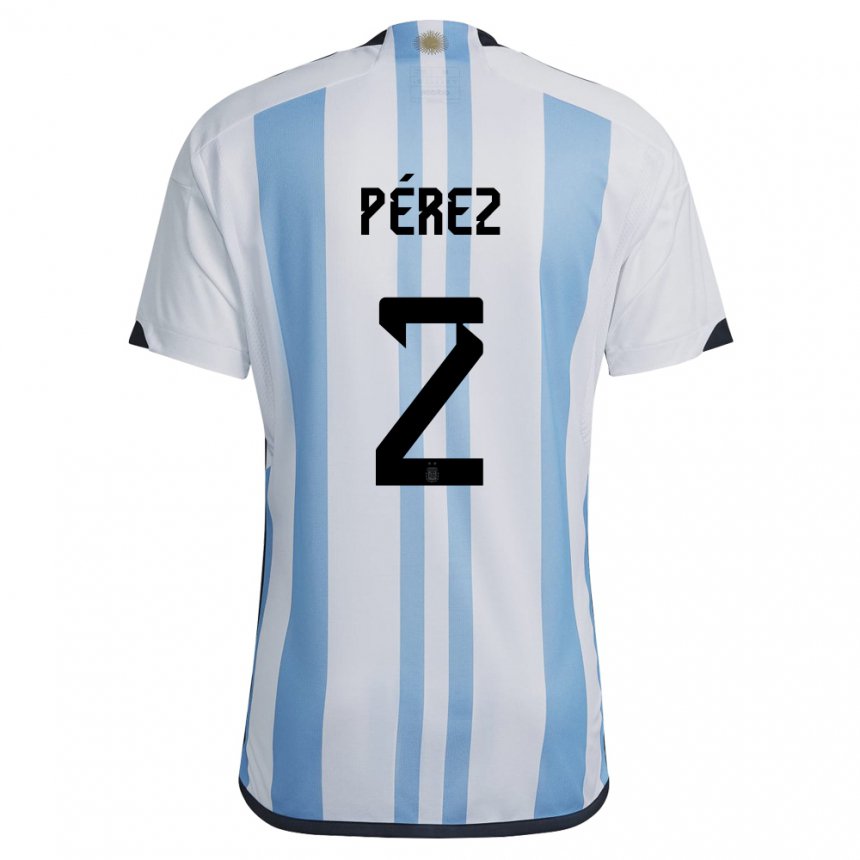 Enfant Maillot Argentine Nehuen Perez #2 Blanc Bleu Ciel Tenues Domicile 22-24 T-shirt Suisse