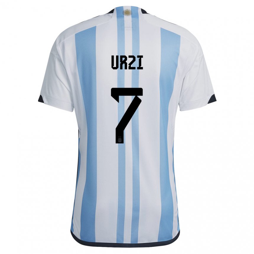 Enfant Maillot Argentine Agustin Urzi #7 Blanc Bleu Ciel Tenues Domicile 22-24 T-shirt Suisse