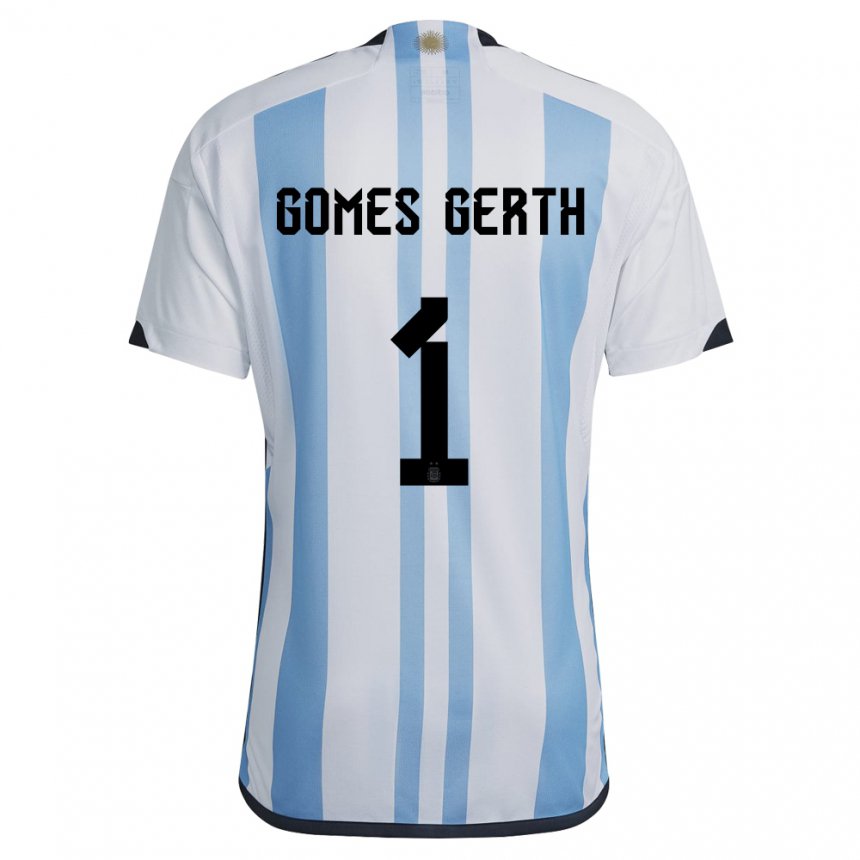 Enfant Maillot Argentine Federico Gomes Gerth #1 Blanc Bleu Ciel Tenues Domicile 22-24 T-shirt Suisse