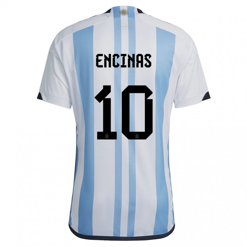 Enfant Maillot Argentine Axel Encinas #10 Blanc Bleu Ciel Tenues Domicile 22-24 T-shirt Suisse