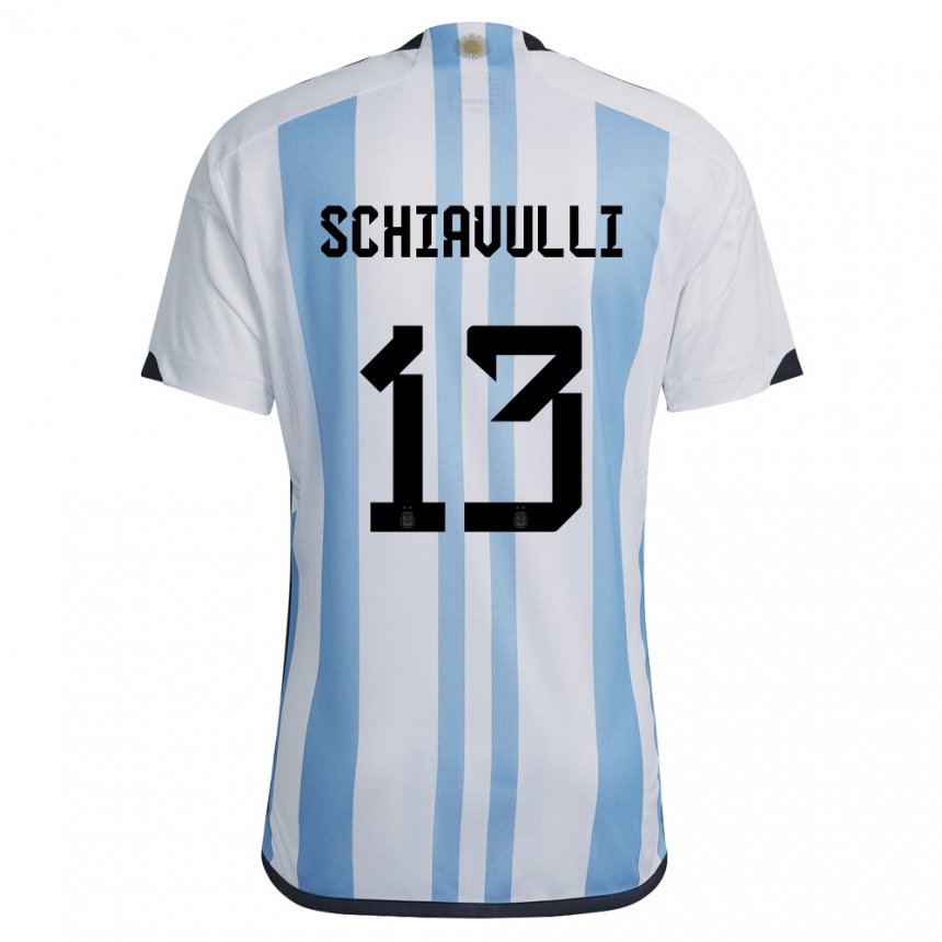 Enfant Maillot Argentine Thiago Schiavulli #13 Blanc Bleu Ciel Tenues Domicile 22-24 T-shirt Suisse