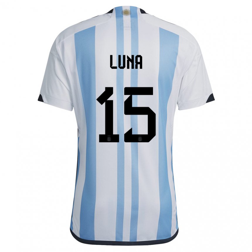 Enfant Maillot Argentine Alex Luna #15 Blanc Bleu Ciel Tenues Domicile 22-24 T-shirt Suisse
