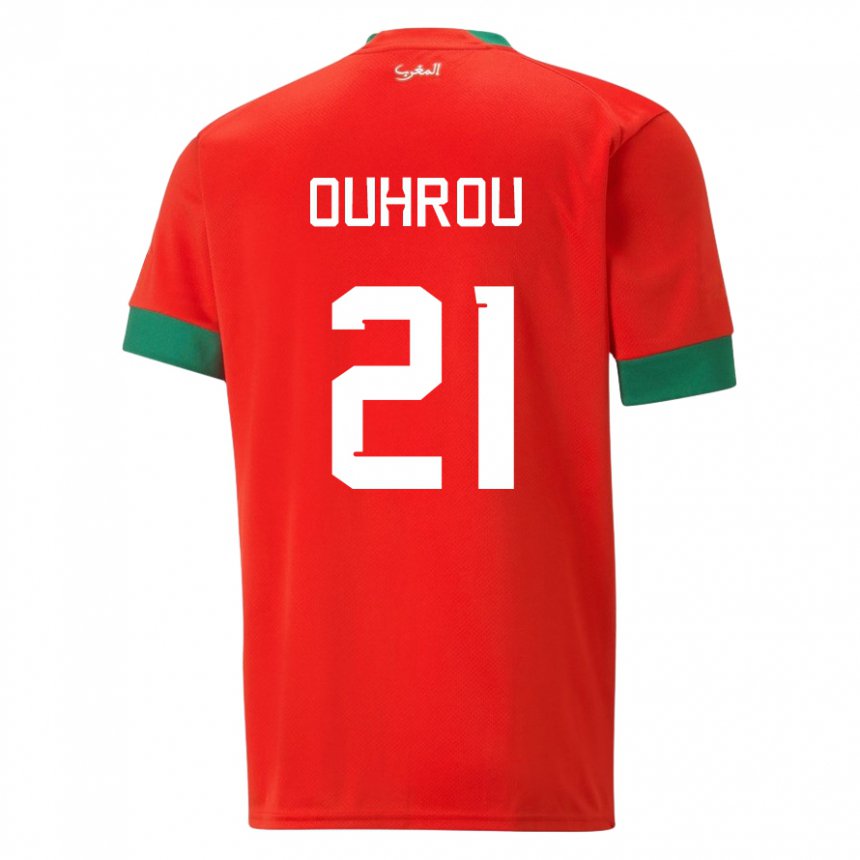Enfant Maillot Maroc Marouane Ouhrou #21 Rouge Tenues Domicile 22-24 T-shirt Suisse