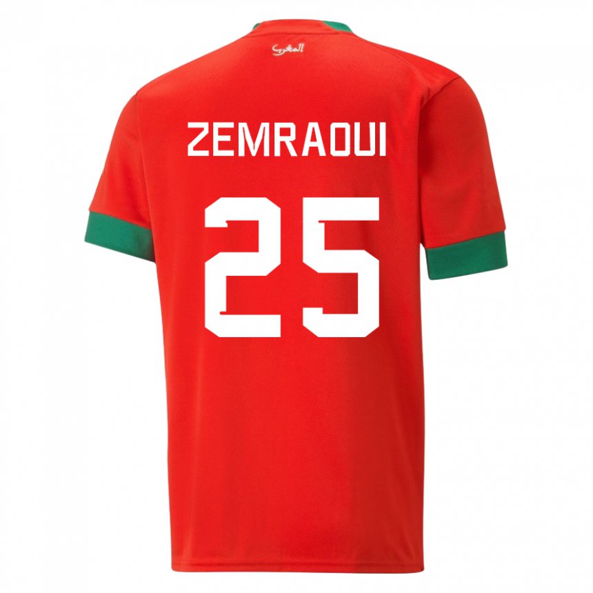 Enfant Maillot Maroc Oussama Zemraoui #25 Rouge Tenues Domicile 22-24 T-shirt Suisse