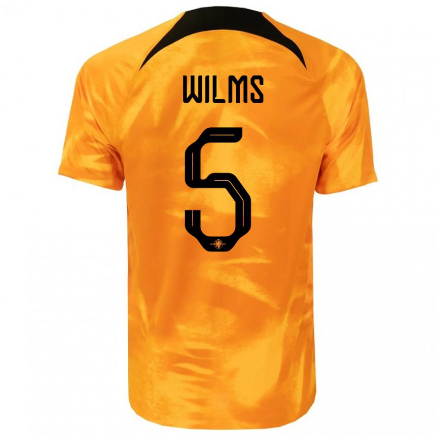 Enfant Maillot Pays-bas Lynn Wilms #5 Orange Laser Tenues Domicile 22-24 T-shirt Suisse