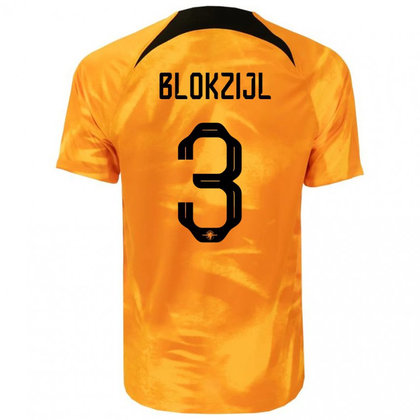 Enfant Maillot Pays-bas Thijmen Blokzijl #3 Orange Laser Tenues Domicile 22-24 T-shirt Suisse