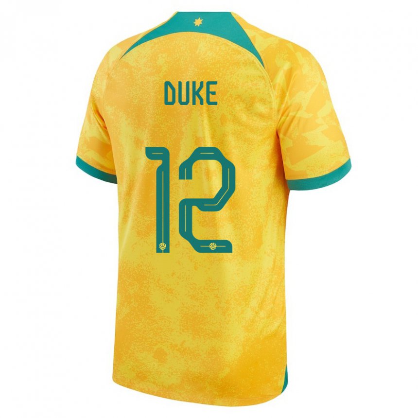 Enfant Maillot Australie Mitch Duke #12 Doré Tenues Domicile 22-24 T-shirt Suisse