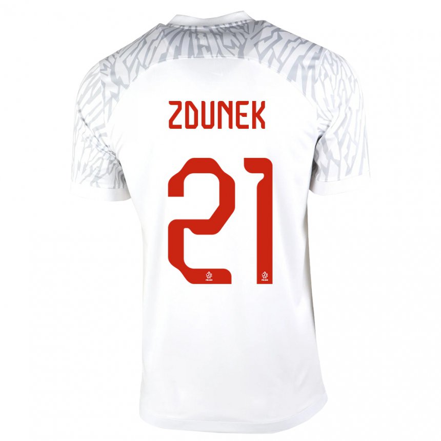 Enfant Maillot Pologne Emilia Zdunek #21 Blanc Tenues Domicile 22-24 T-shirt Suisse