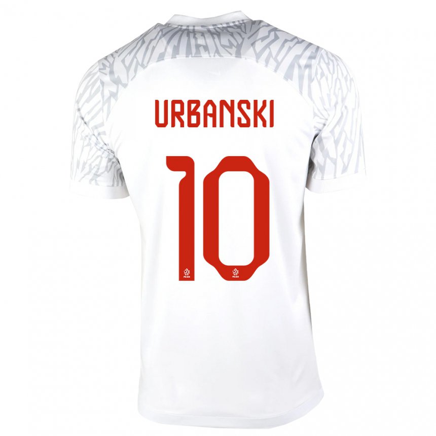 Enfant Maillot Pologne Kacper Urbanski #10 Blanc Tenues Domicile 22-24 T-shirt Suisse