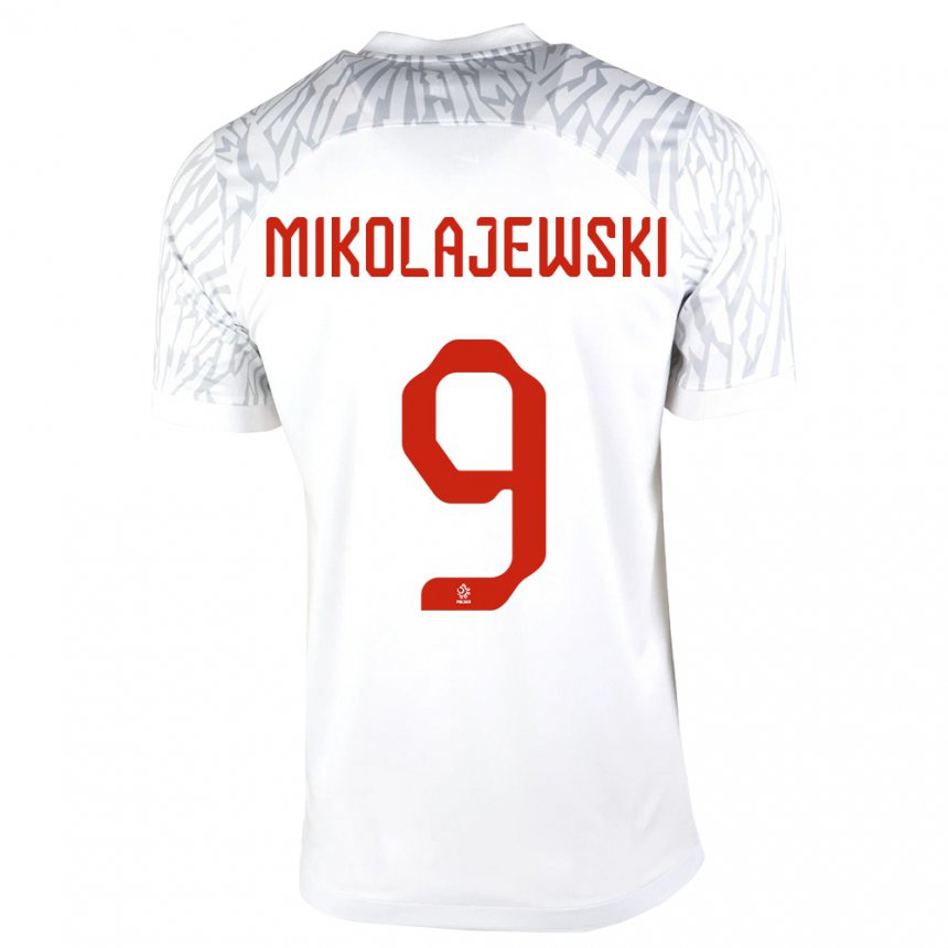 Enfant Maillot Pologne Daniel Mikolajewski #9 Blanc Tenues Domicile 22-24 T-shirt Suisse