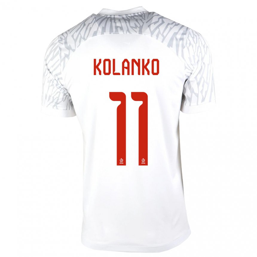 Enfant Maillot Pologne Krzysztof Kolanko #11 Blanc Tenues Domicile 22-24 T-shirt Suisse