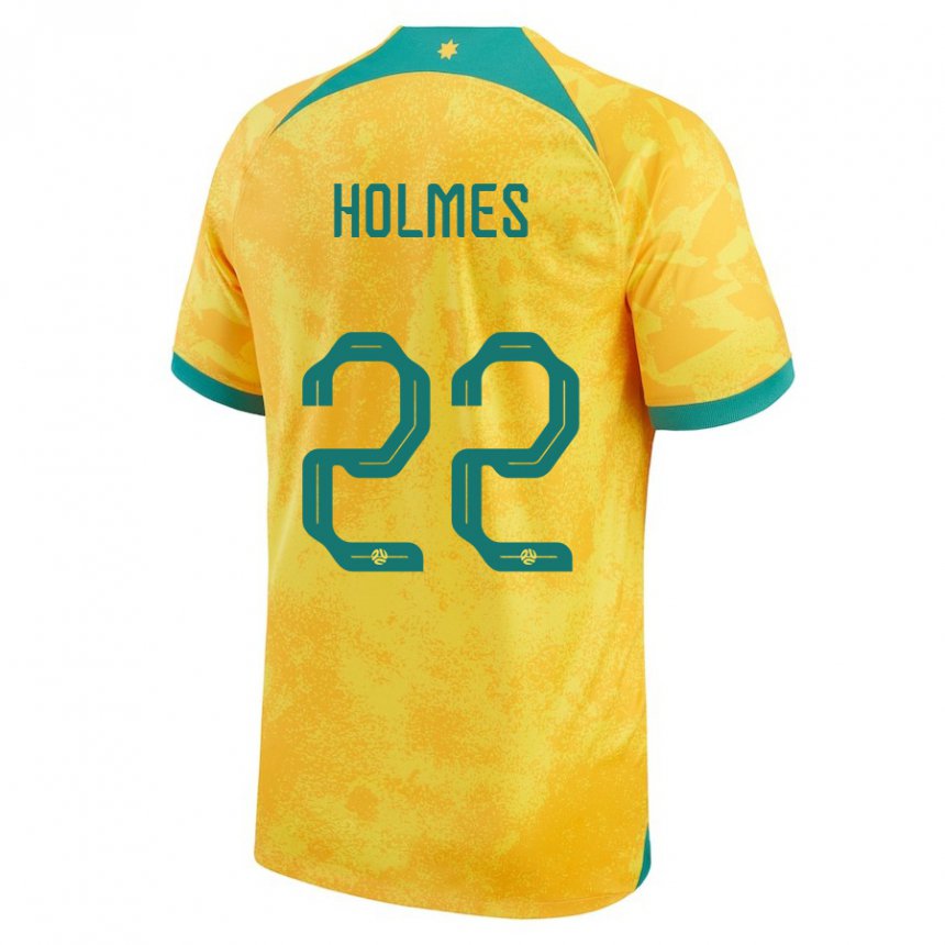Enfant Maillot Australie Jordan Holmes #22 Doré Tenues Domicile 22-24 T-shirt Suisse