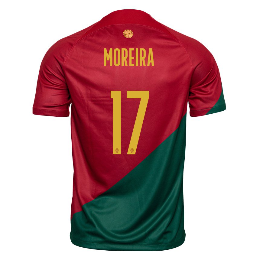 Enfant Maillot Portugal Afonso Moreira #17 Rouge Vert Tenues Domicile 22-24 T-shirt Suisse