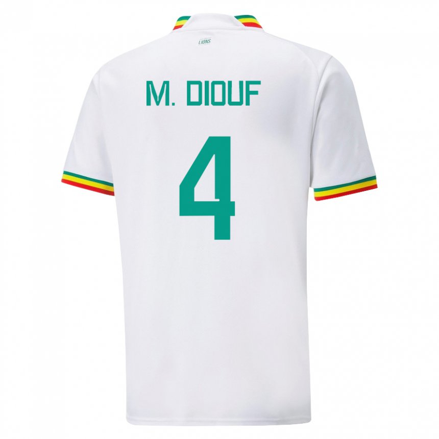 Enfant Maillot Sénégal Mame Diarra Diouf #4 Blanc Tenues Domicile 22-24 T-shirt Suisse