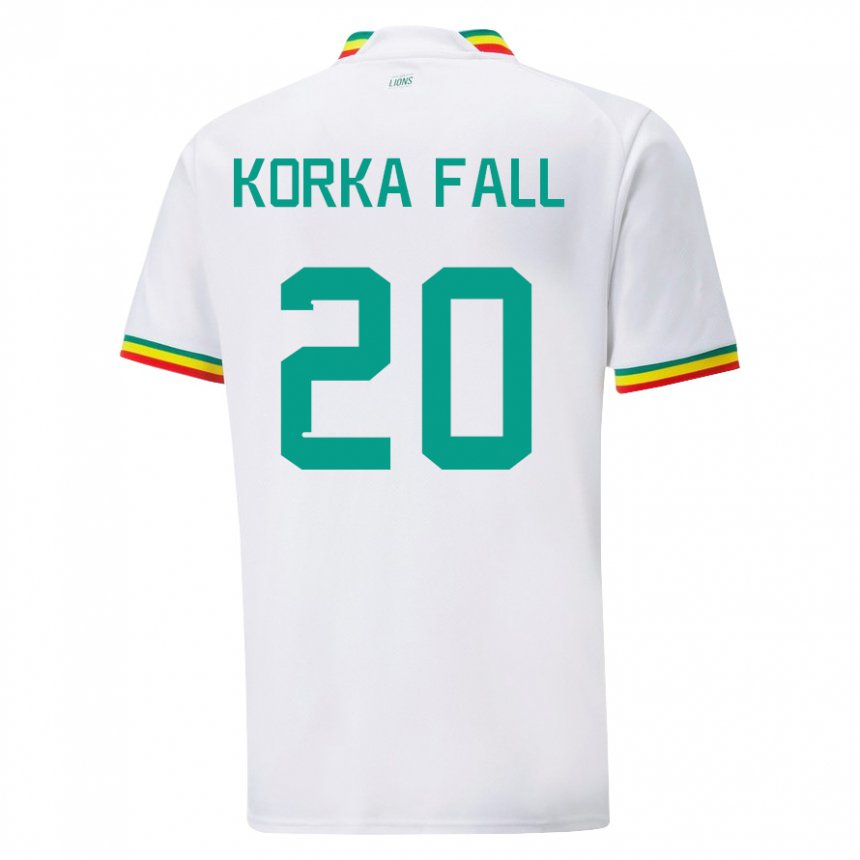 Enfant Maillot Sénégal Korka Fall #20 Blanc Tenues Domicile 22-24 T-shirt Suisse