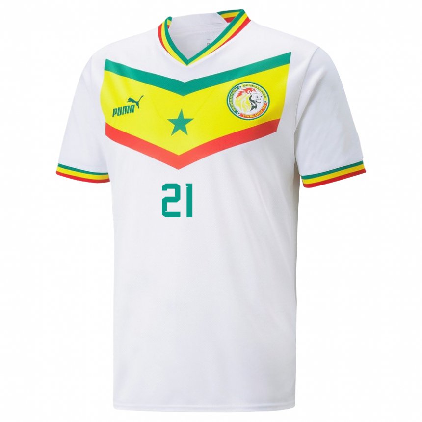 Enfant Maillot Sénégal Tening Sene #21 Blanc Tenues Domicile 22-24 T-shirt Suisse