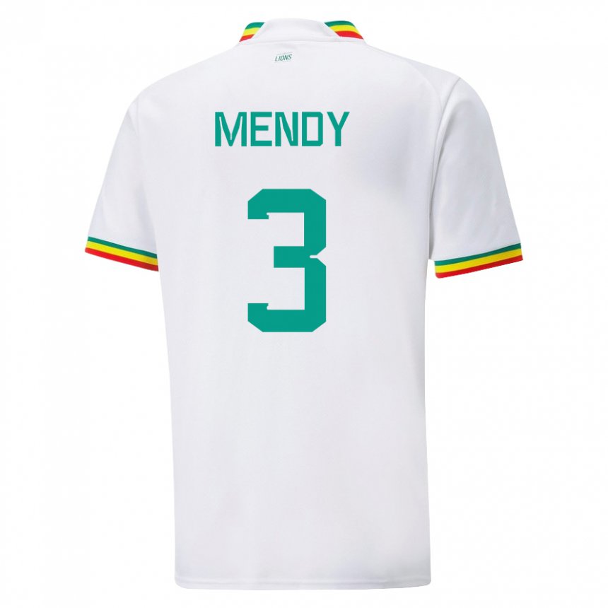 Enfant Maillot Sénégal Formose Mendy #3 Blanc Tenues Domicile 22-24 T-shirt Suisse