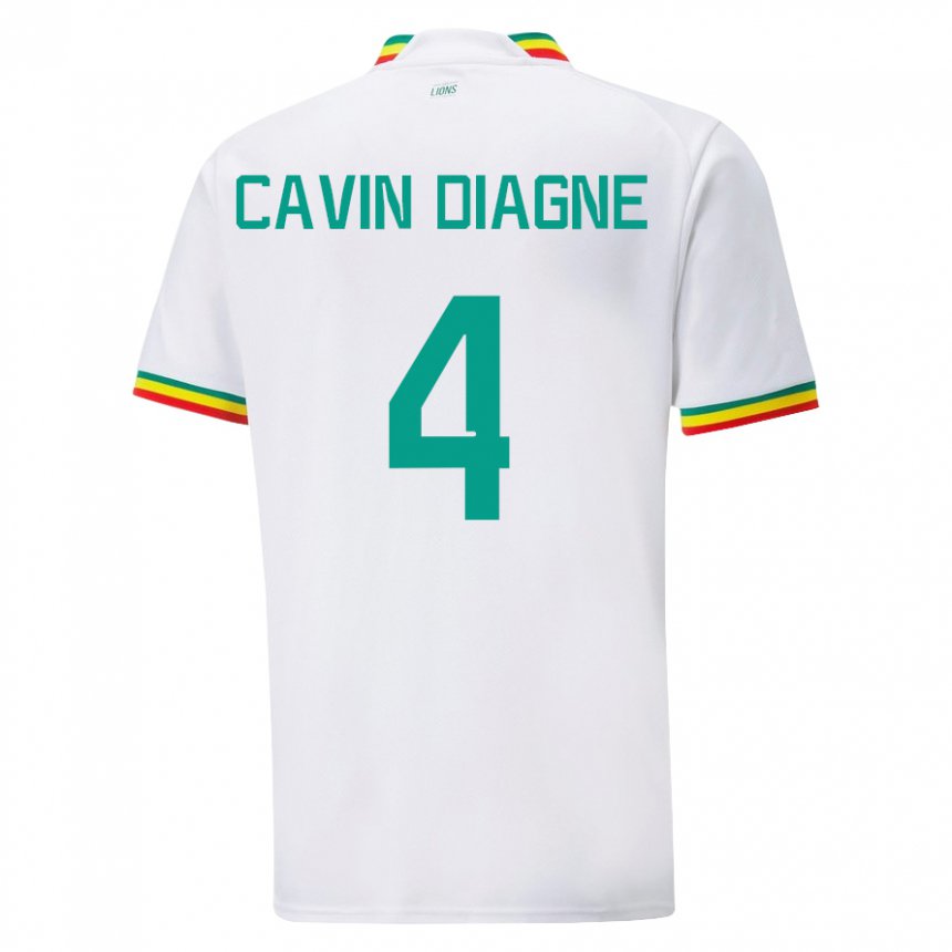 Enfant Maillot Sénégal Cavin Diagne #4 Blanc Tenues Domicile 22-24 T-shirt Suisse