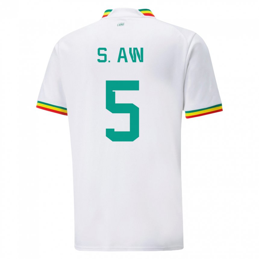 Enfant Maillot Sénégal Souleymane Aw #5 Blanc Tenues Domicile 22-24 T-shirt Suisse