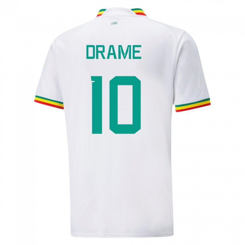 Enfant Maillot Sénégal Ibrahima Drame #10 Blanc Tenues Domicile 22-24 T-shirt Suisse