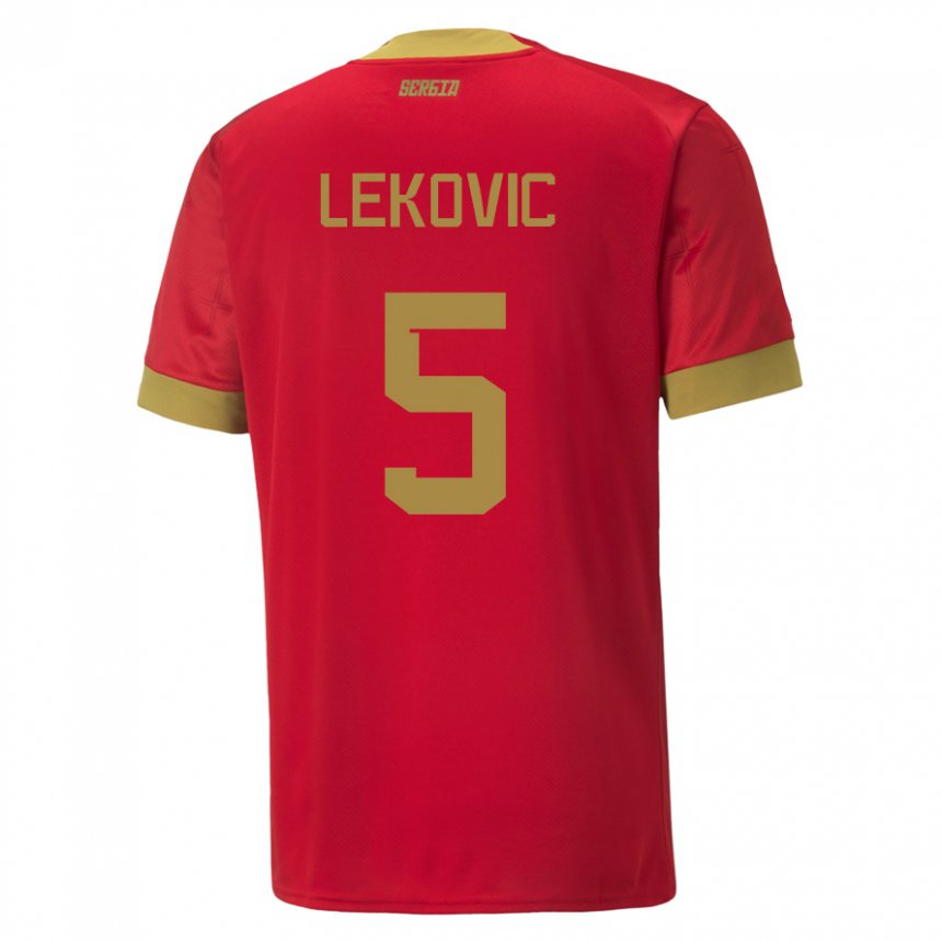 Enfant Maillot Serbie Stefan Lekovic #5 Rouge Tenues Domicile 22-24 T-shirt Suisse