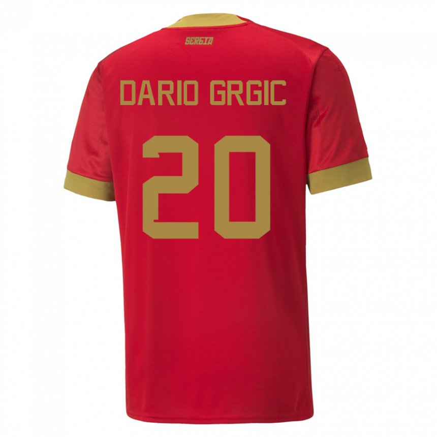 Enfant Maillot Serbie Dario Grgic #20 Rouge Tenues Domicile 22-24 T-shirt Suisse