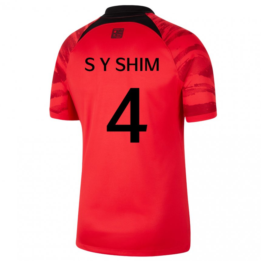 Enfant Maillot Corée Du Sud Shim Seo Yeon #4 Rouge Noir Tenues Domicile 22-24 T-shirt Suisse