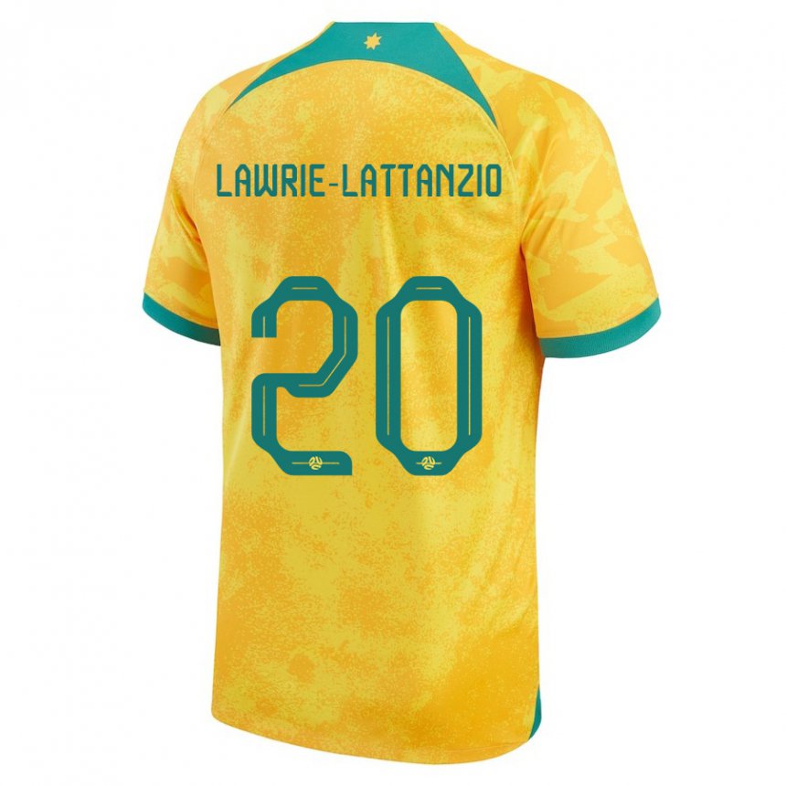 Enfant Maillot Australie Luis Lawrie Lattanzio #20 Doré Tenues Domicile 22-24 T-shirt Suisse