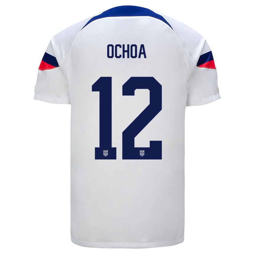 Enfant Maillot États-unis Emmanuel Ochoa #12 Blanc Tenues Domicile 22-24 T-shirt Suisse