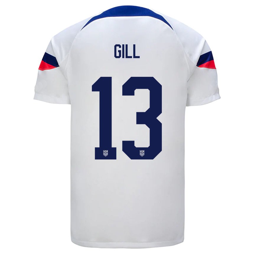 Enfant Maillot États-unis Adrian Gill #13 Blanc Tenues Domicile 22-24 T-shirt Suisse