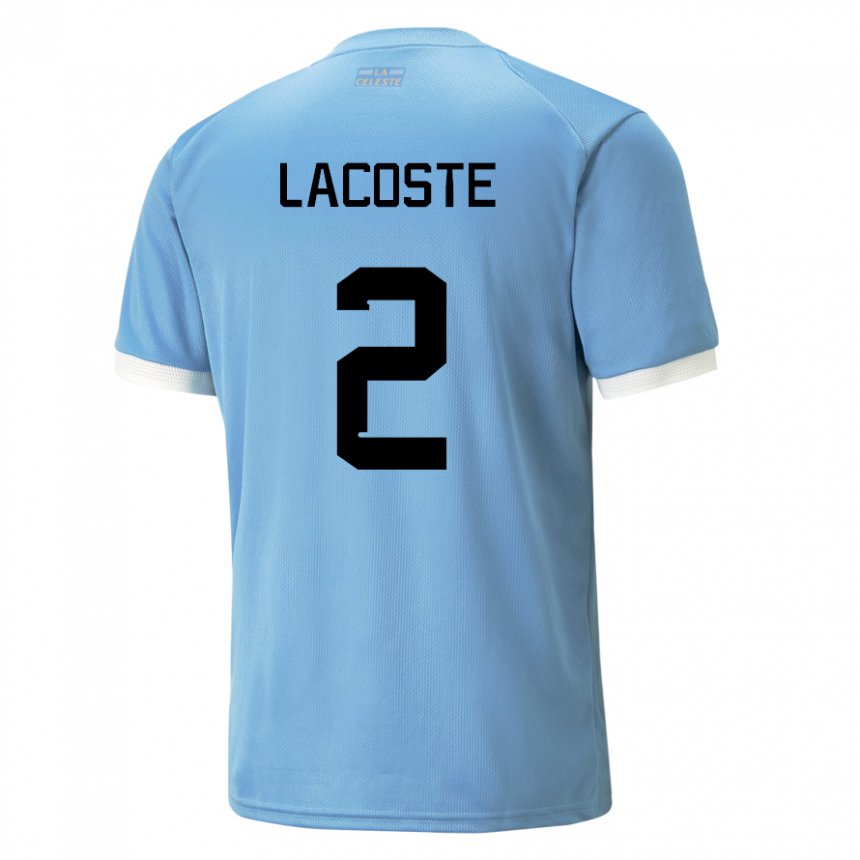 Enfant Maillot Uruguay Stephanie Lacoste #2 Bleu Tenues Domicile 22-24 T-shirt Suisse