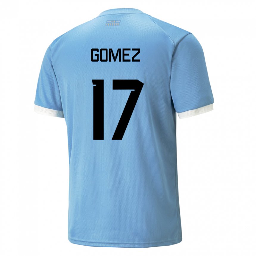 Enfant Maillot Uruguay Cecilia Gomez #17 Bleu Tenues Domicile 22-24 T-shirt Suisse