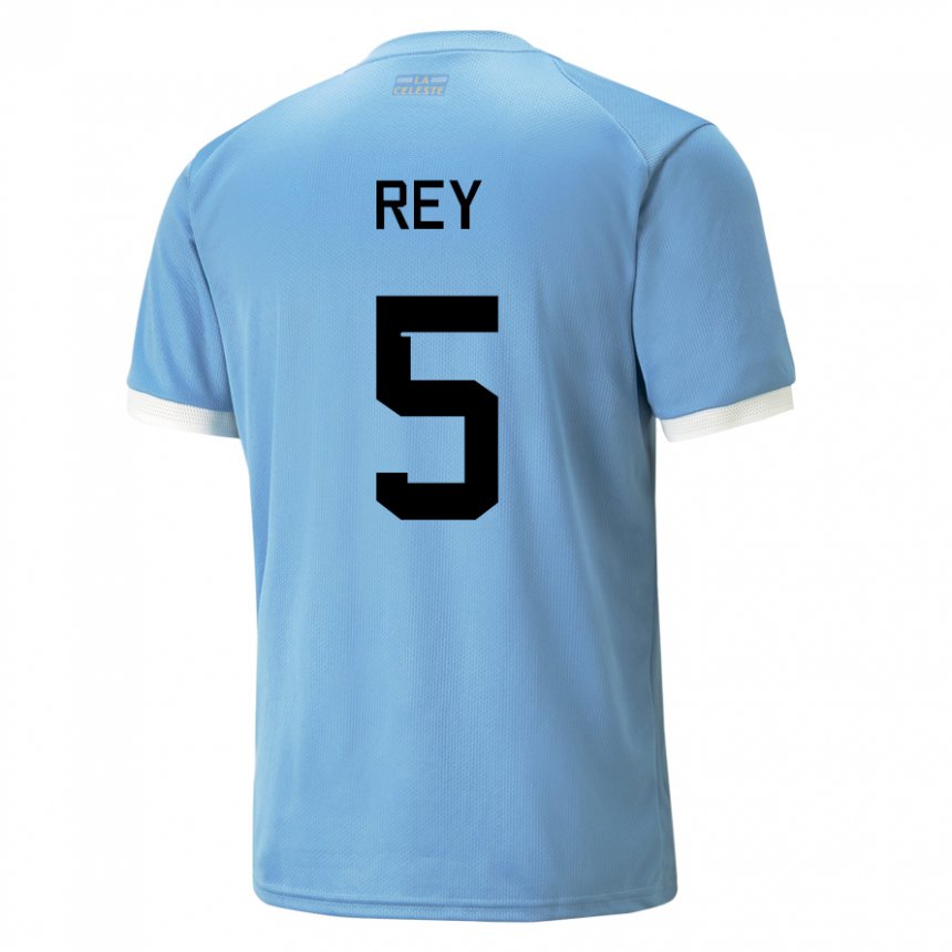 Enfant Maillot Uruguay Rodrigo Rey #5 Bleu Tenues Domicile 22-24 T-shirt Suisse