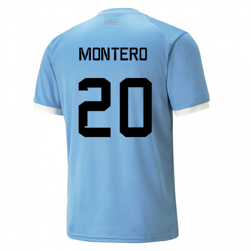 Enfant Maillot Uruguay Alfonso Montero #20 Bleu Tenues Domicile 22-24 T-shirt Suisse